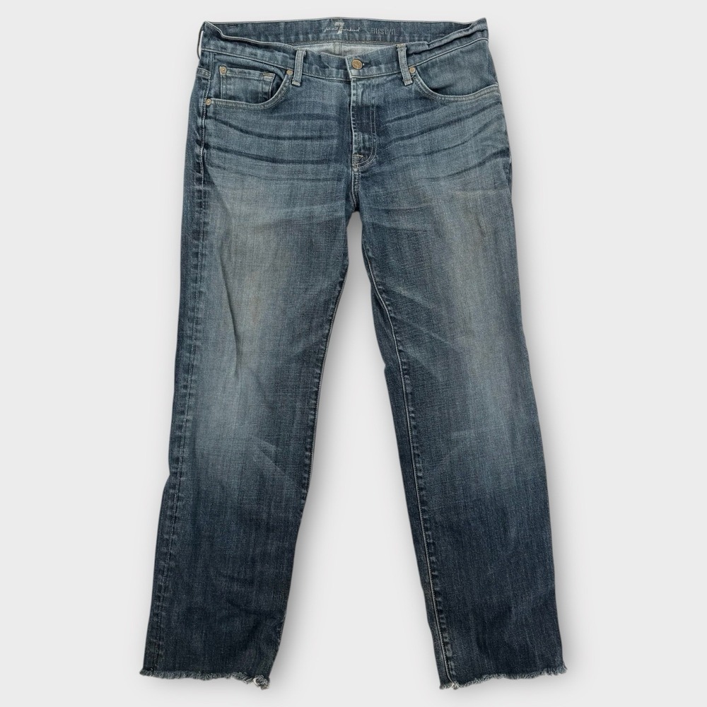 7 For‎ All Mankind Austyn Jeans Mens 36x30 Blue Relaxed Fit Distressed Hem USA